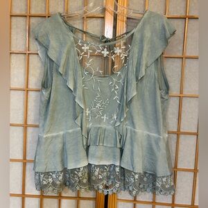 POL Shirt sheer floral emboridered floral S NWOT